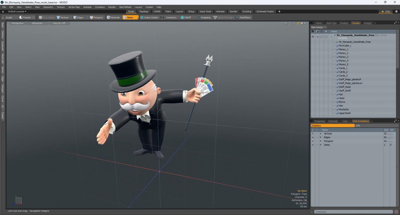 Mr Monopoly Handshake Pose for 3D Print 3D model