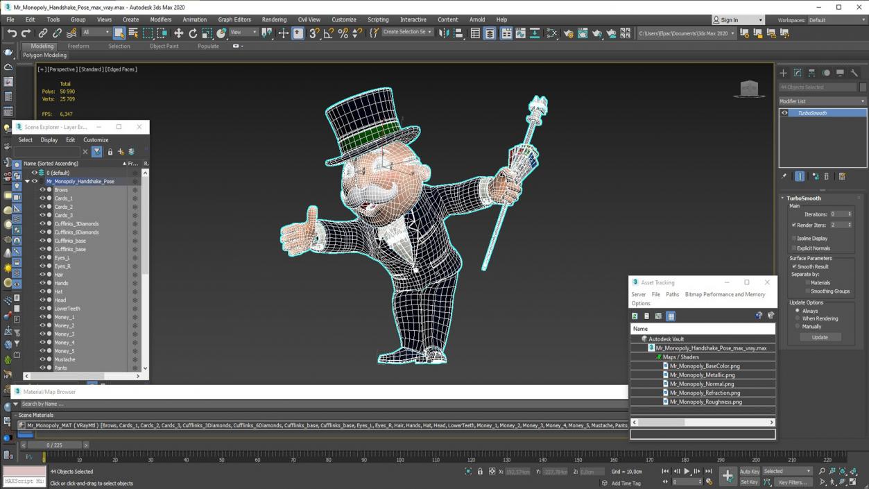 Mr Monopoly Handshake Pose for 3D Print 3D model