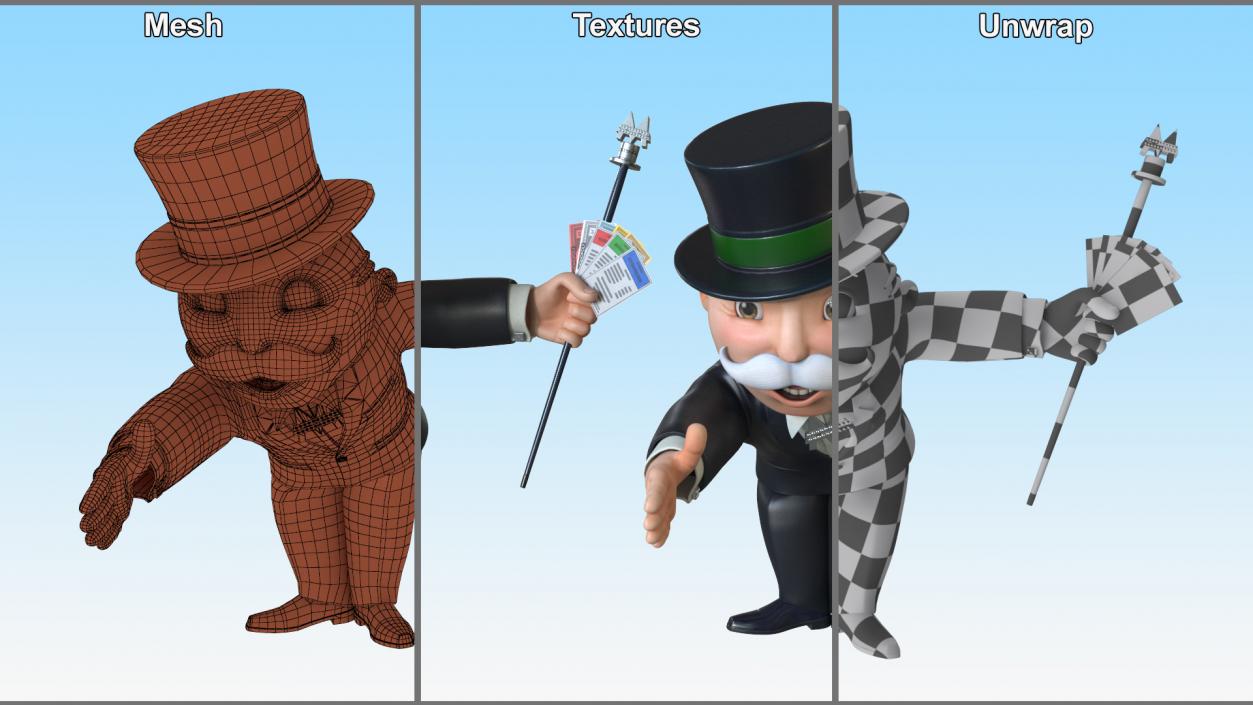 Mr Monopoly Handshake Pose for 3D Print 3D model