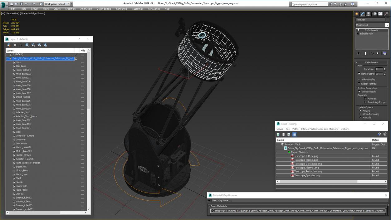 Orion SkyQuest XX16g GoTo Dobsonian Telescope Rigged 3D