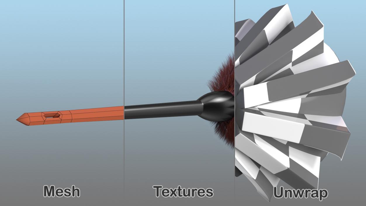 Feather Duster with Black Handle 3D