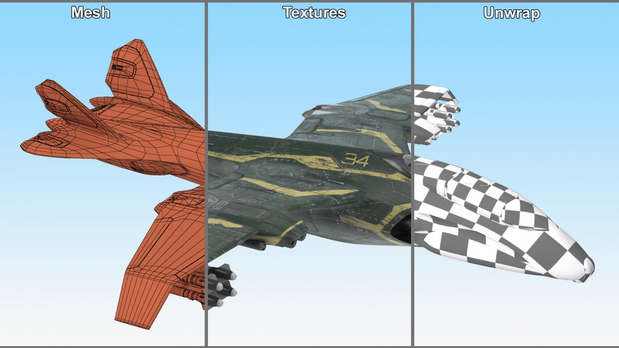 3D model Futuristic Damaged Fighter Aircraft