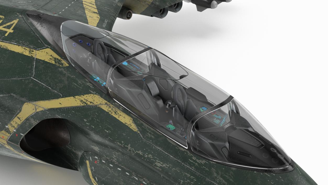 3D model Futuristic Damaged Fighter Aircraft