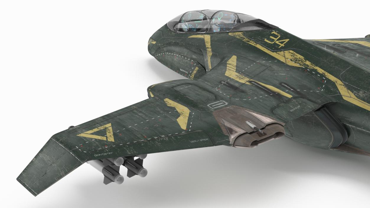 3D model Futuristic Damaged Fighter Aircraft