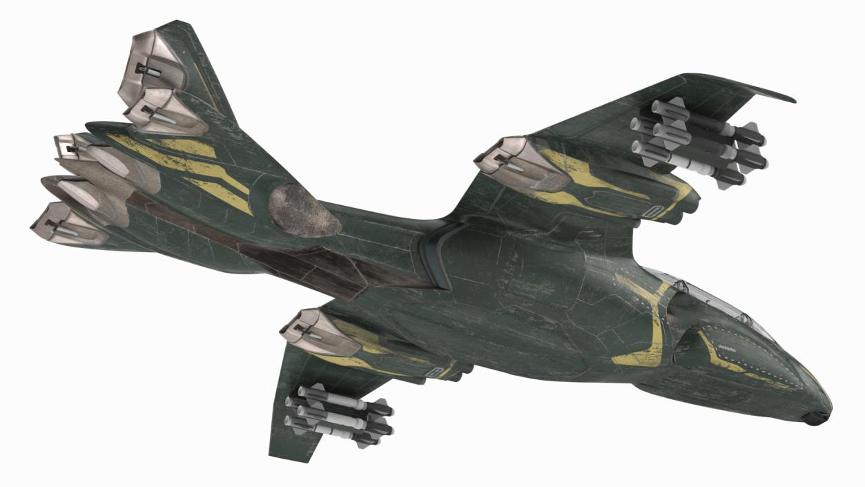 3D model Futuristic Damaged Fighter Aircraft