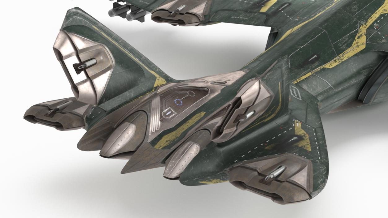 3D model Futuristic Damaged Fighter Aircraft