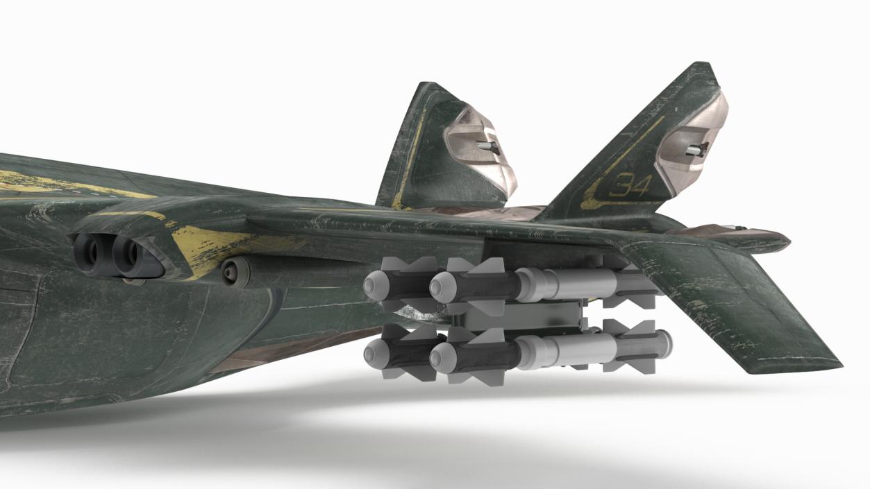 3D model Futuristic Damaged Fighter Aircraft