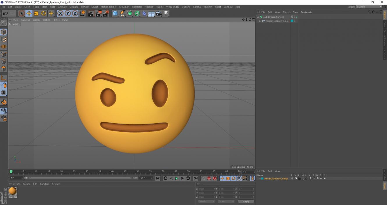 3D model Raised Eyebrow Emoji