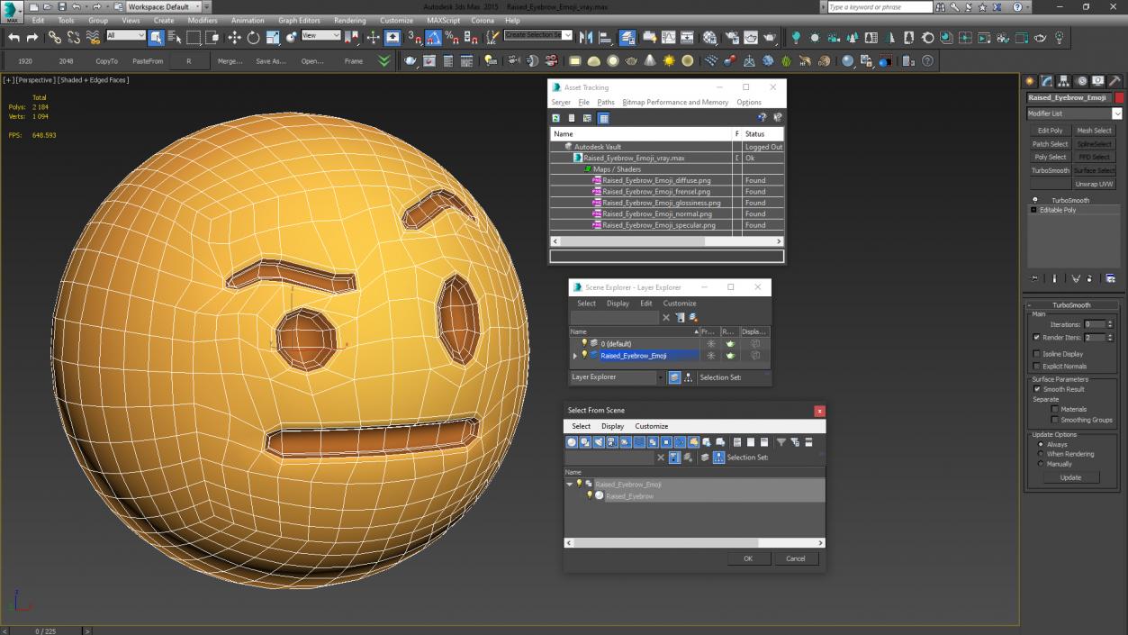 3D model Raised Eyebrow Emoji