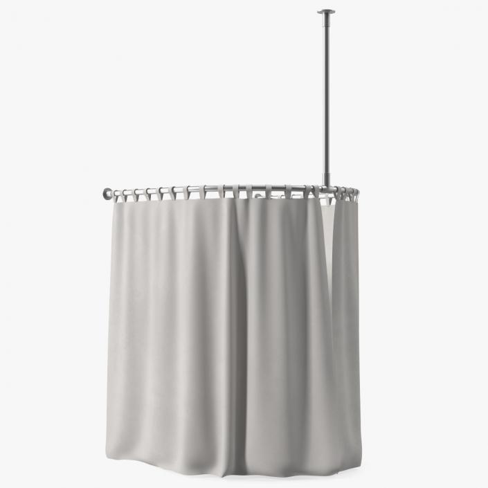 3D Fitting Room Curtain Closed White model