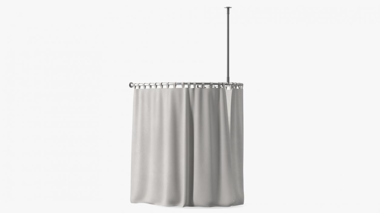 3D Fitting Room Curtain Closed White model