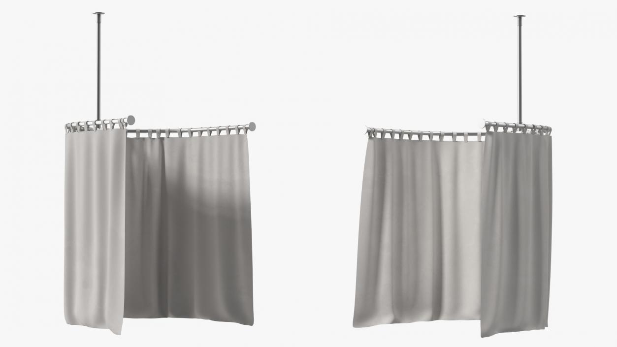 3D Fitting Room Curtain Closed White model