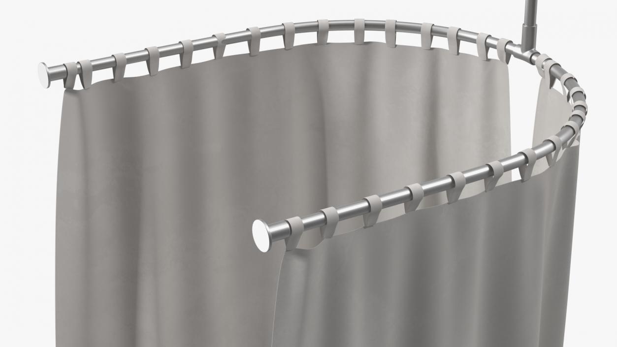 3D Fitting Room Curtain Closed White model