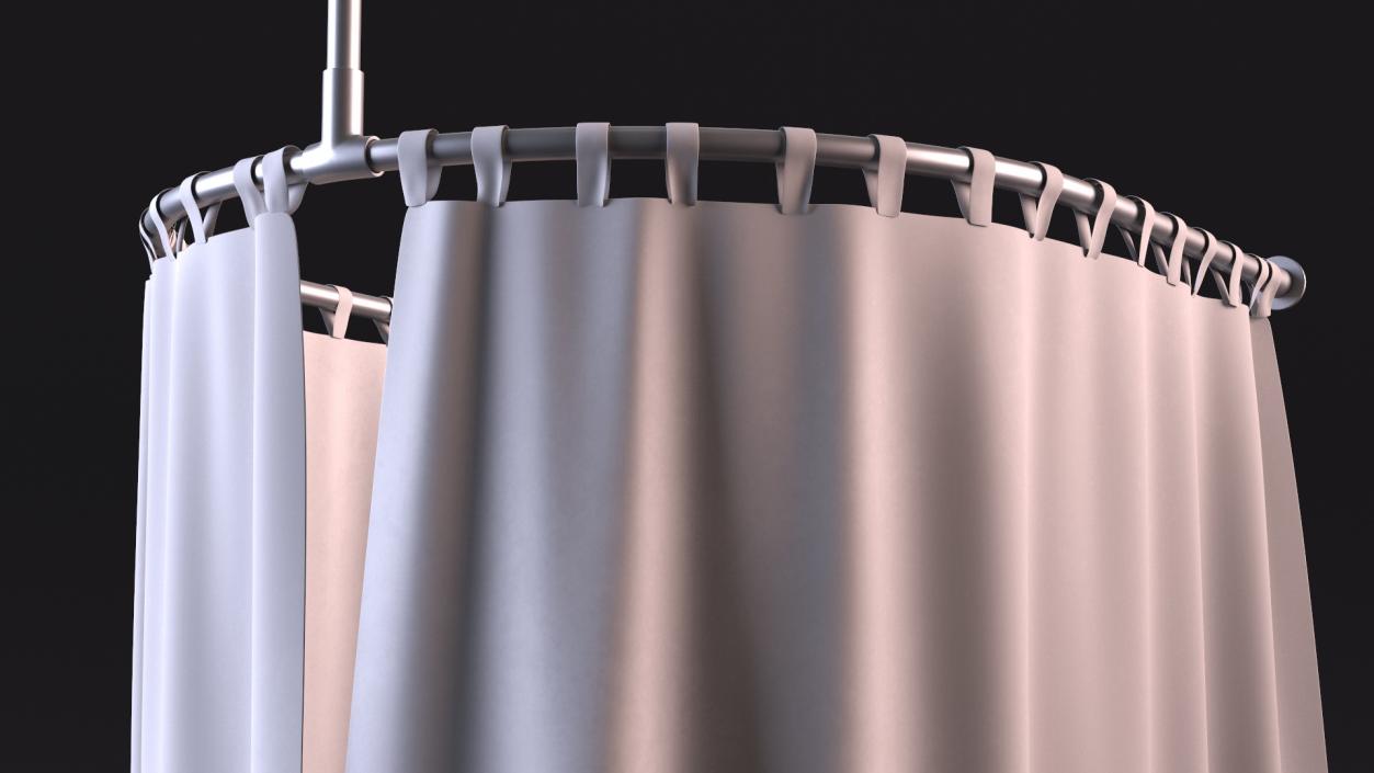 3D Fitting Room Curtain Closed White model