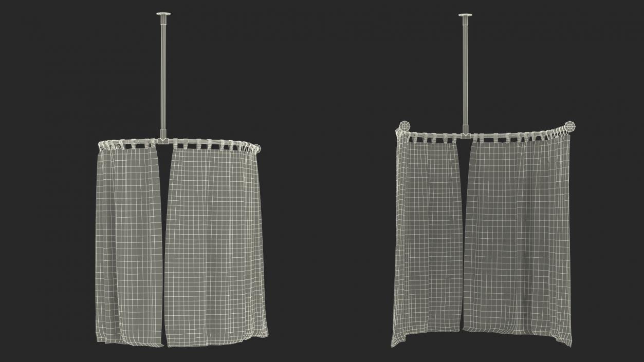 3D Fitting Room Curtain Closed White model