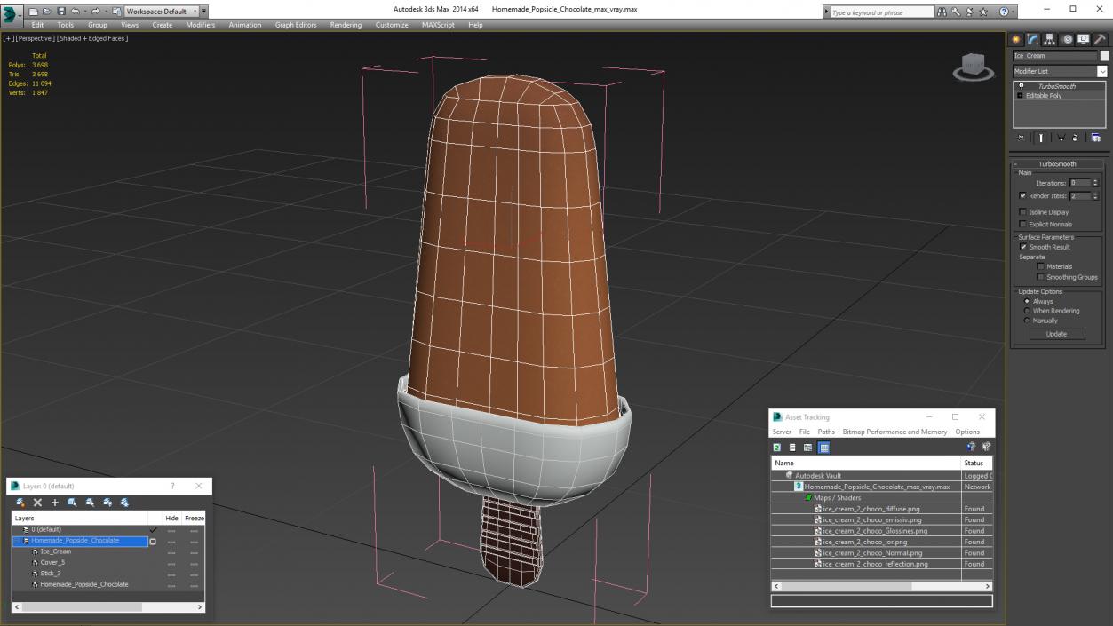 Homemade Popsicle Chocolate 3D