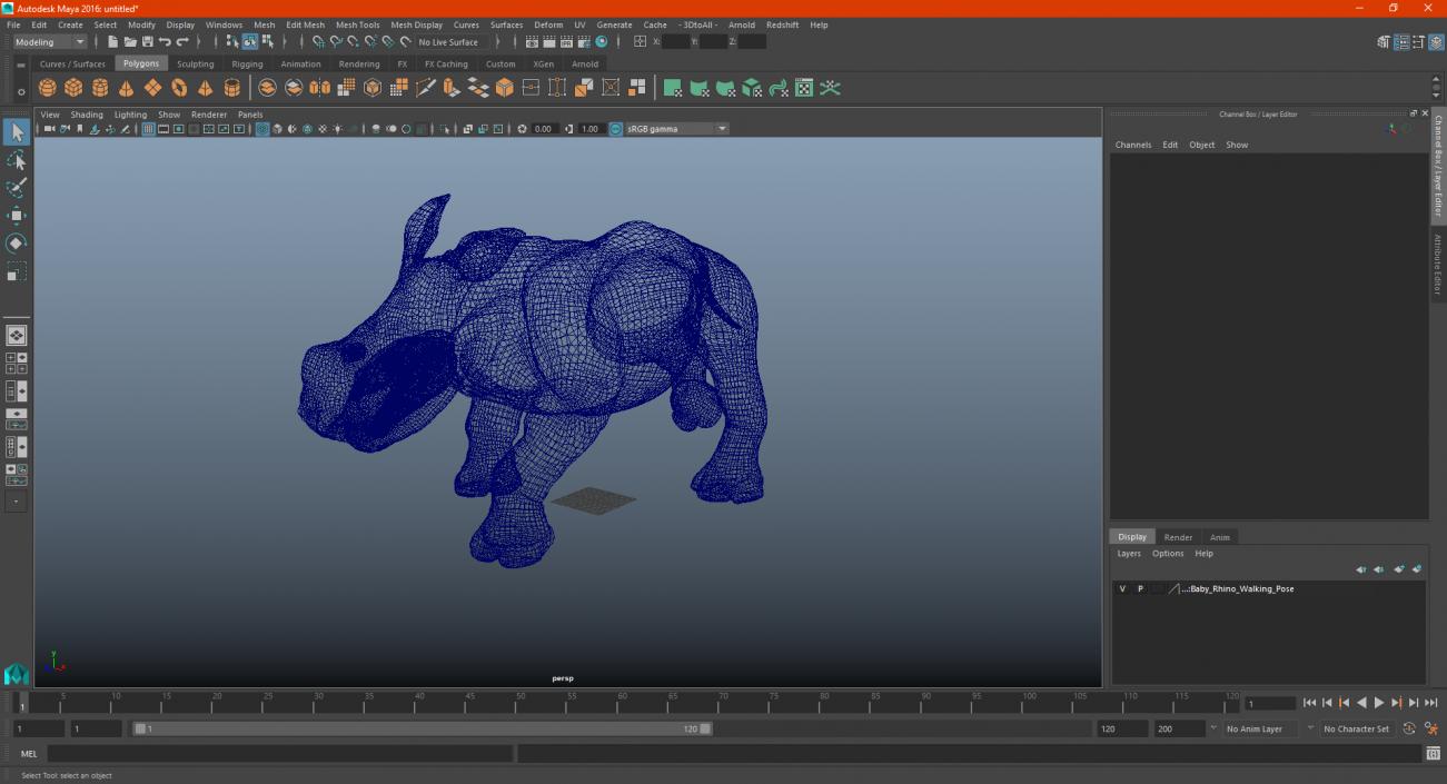 3D Baby Rhino Walking Pose model