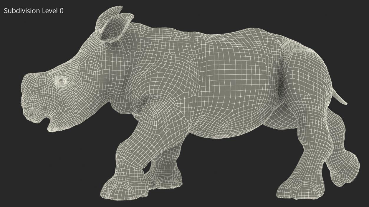 3D Baby Rhino Walking Pose model