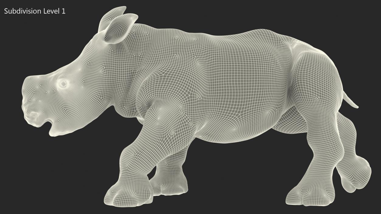 3D Baby Rhino Walking Pose model