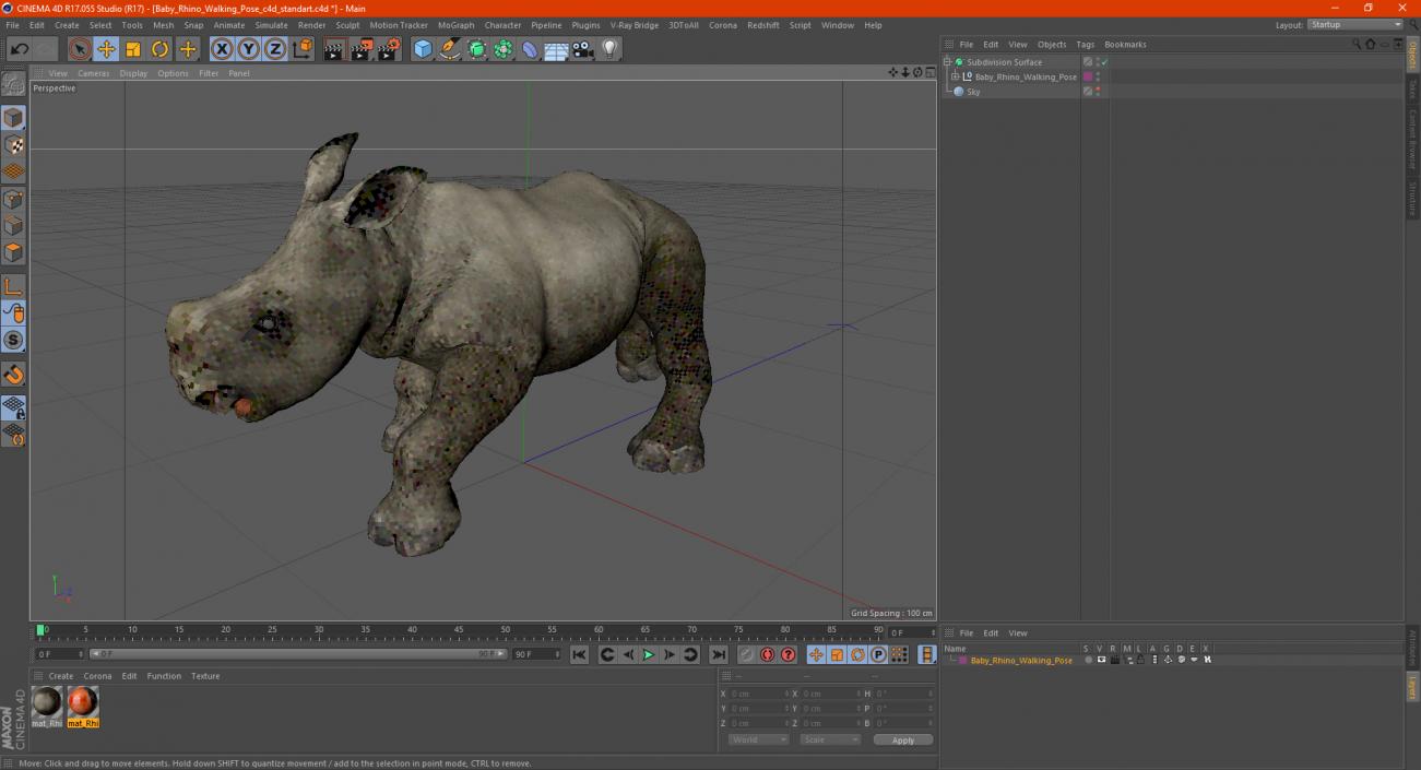 3D Baby Rhino Walking Pose model