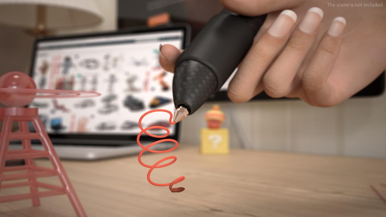 Printing Pen Black Extrudes Spiral 3D model