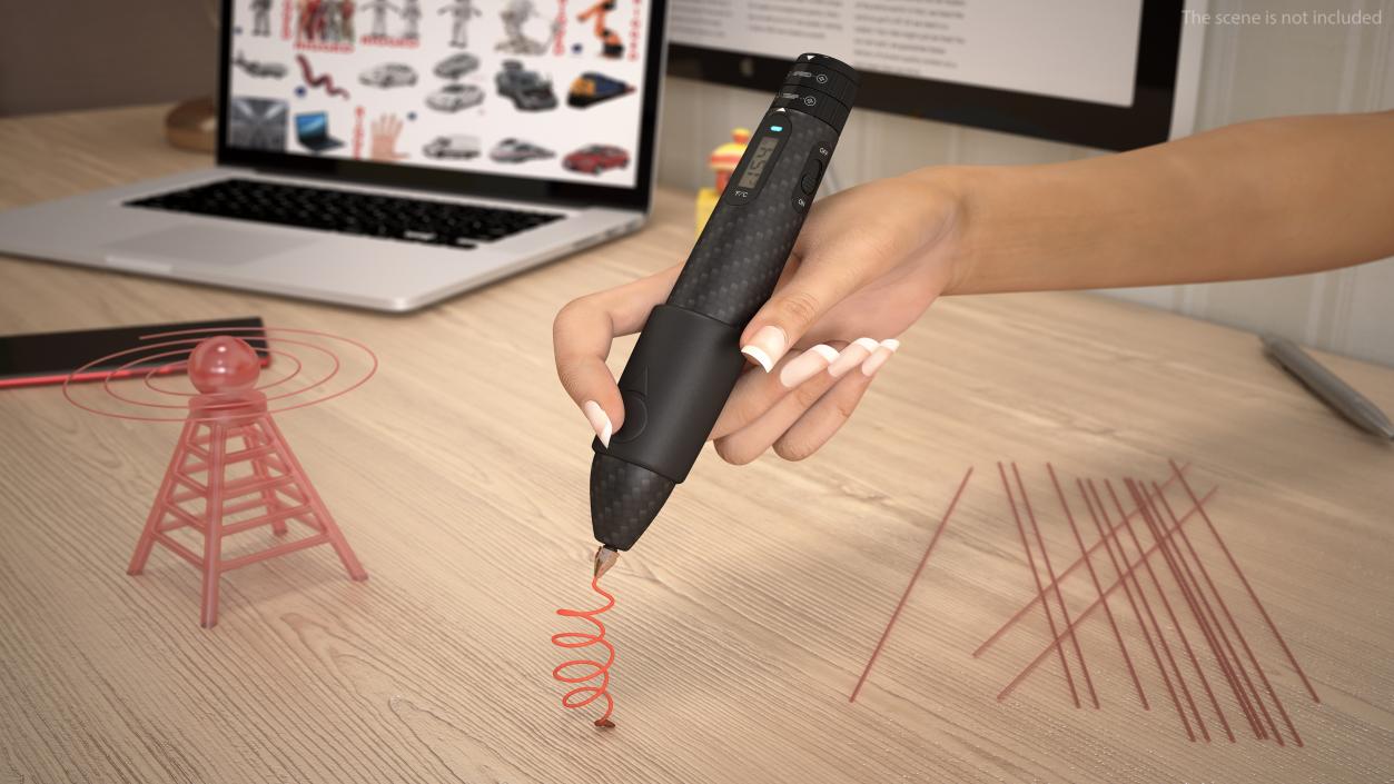 Printing Pen Black Extrudes Spiral 3D model