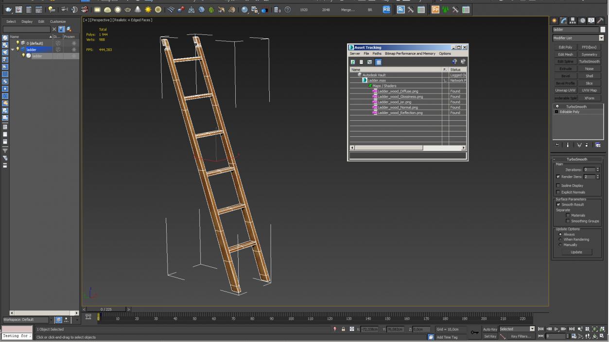 3D Wooden Library Ladder