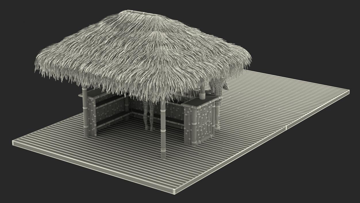 Barman and People at Tiki Bar 3D model