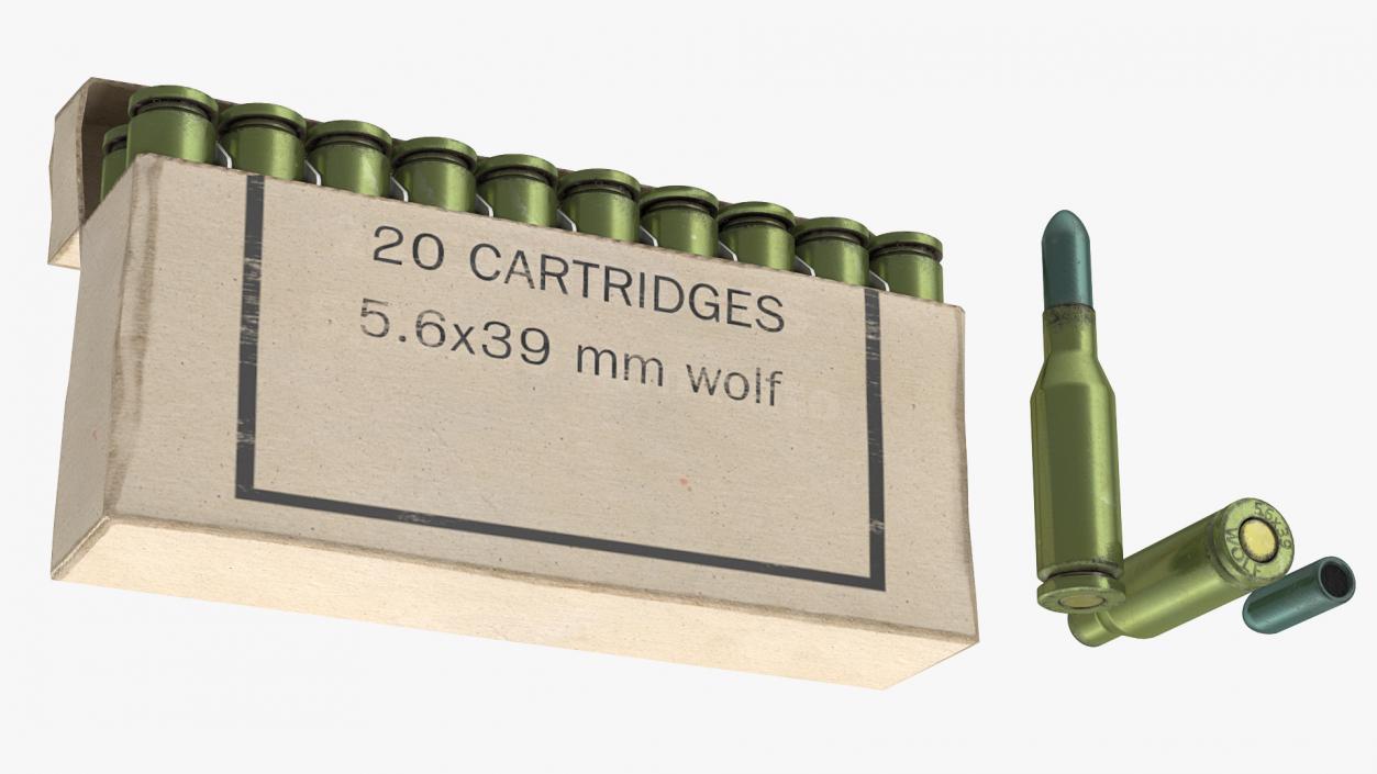 3D model Box of 5.6x39 220 Russian Cartridge