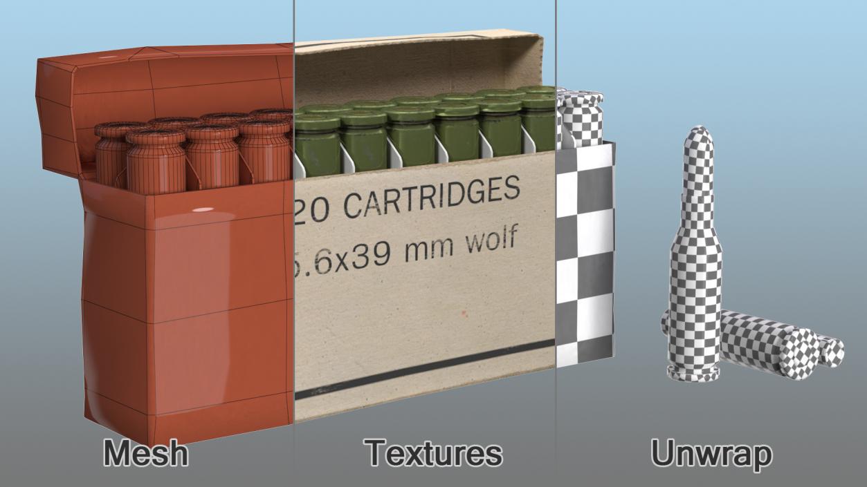 3D model Box of 5.6x39 220 Russian Cartridge