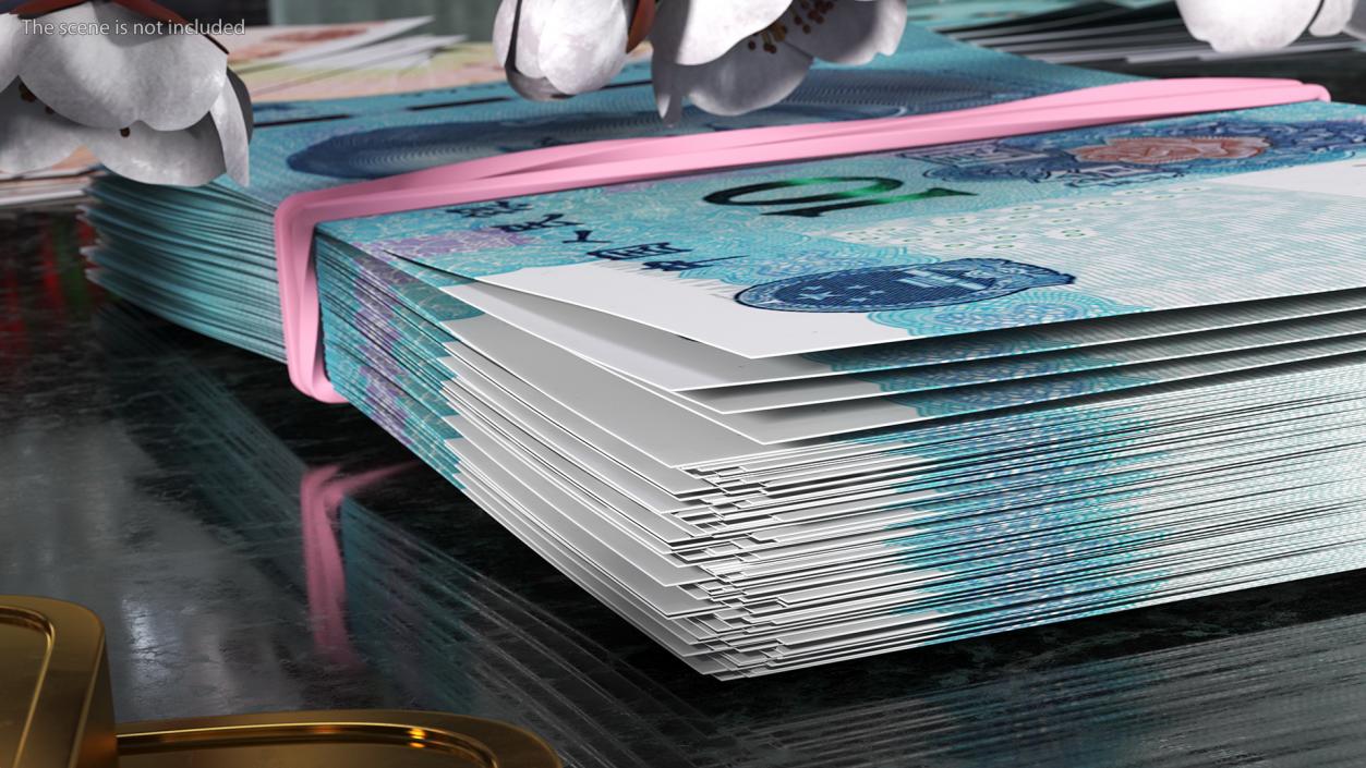 Stack of Chinese 10 Yuan 2019 Banknotes 3D model