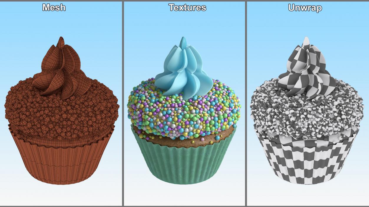 3D Mug of Coffee with Cupcakes Collection model