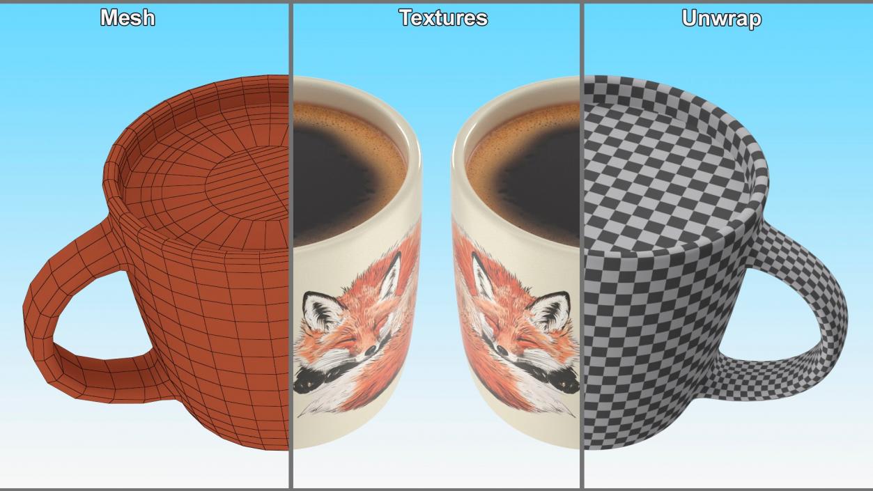 3D Mug of Coffee with Cupcakes Collection model