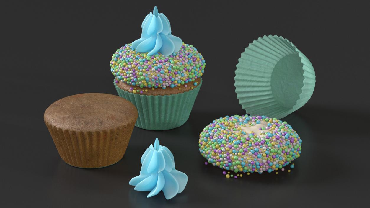 3D Mug of Coffee with Cupcakes Collection model