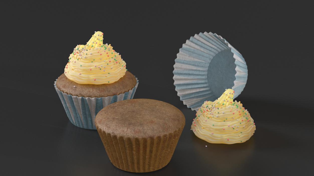 3D Mug of Coffee with Cupcakes Collection model