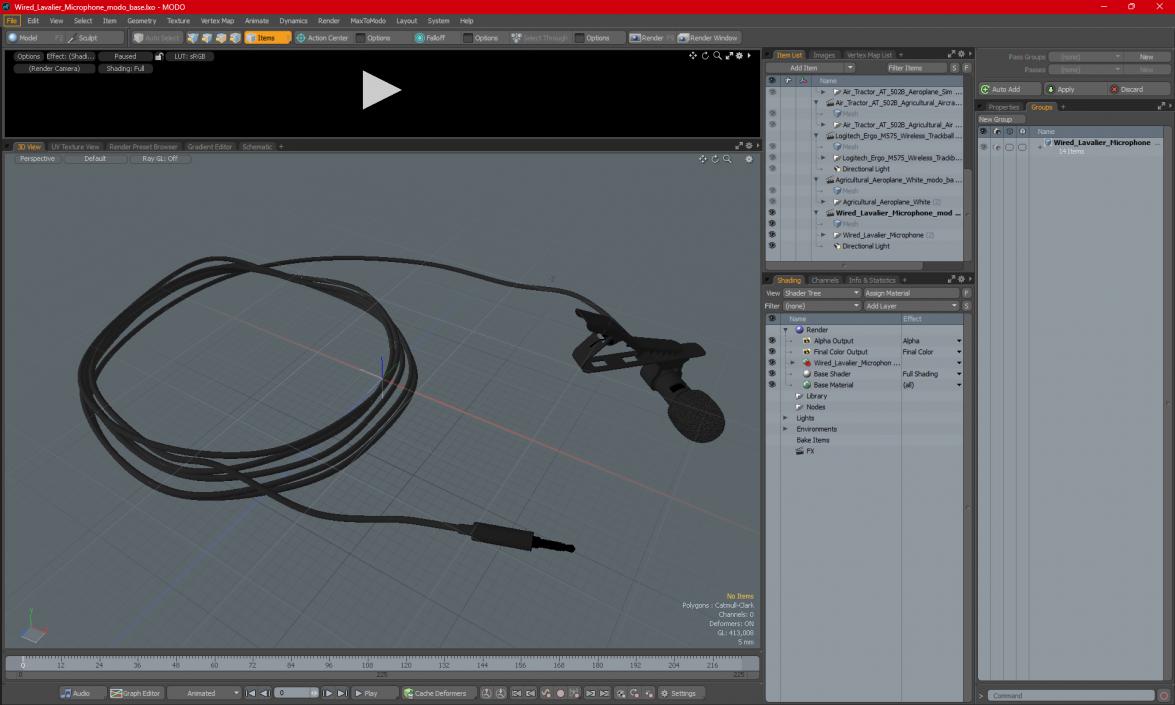 3D model Wired Lavalier Microphone