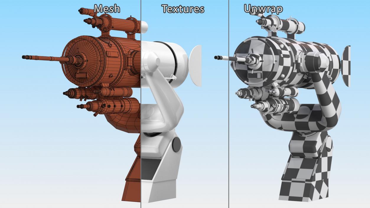 3D Scientific Observatory Telescope Rigged for Maya model