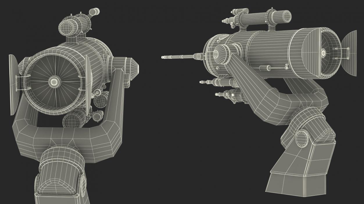 3D Scientific Observatory Telescope Rigged for Maya model