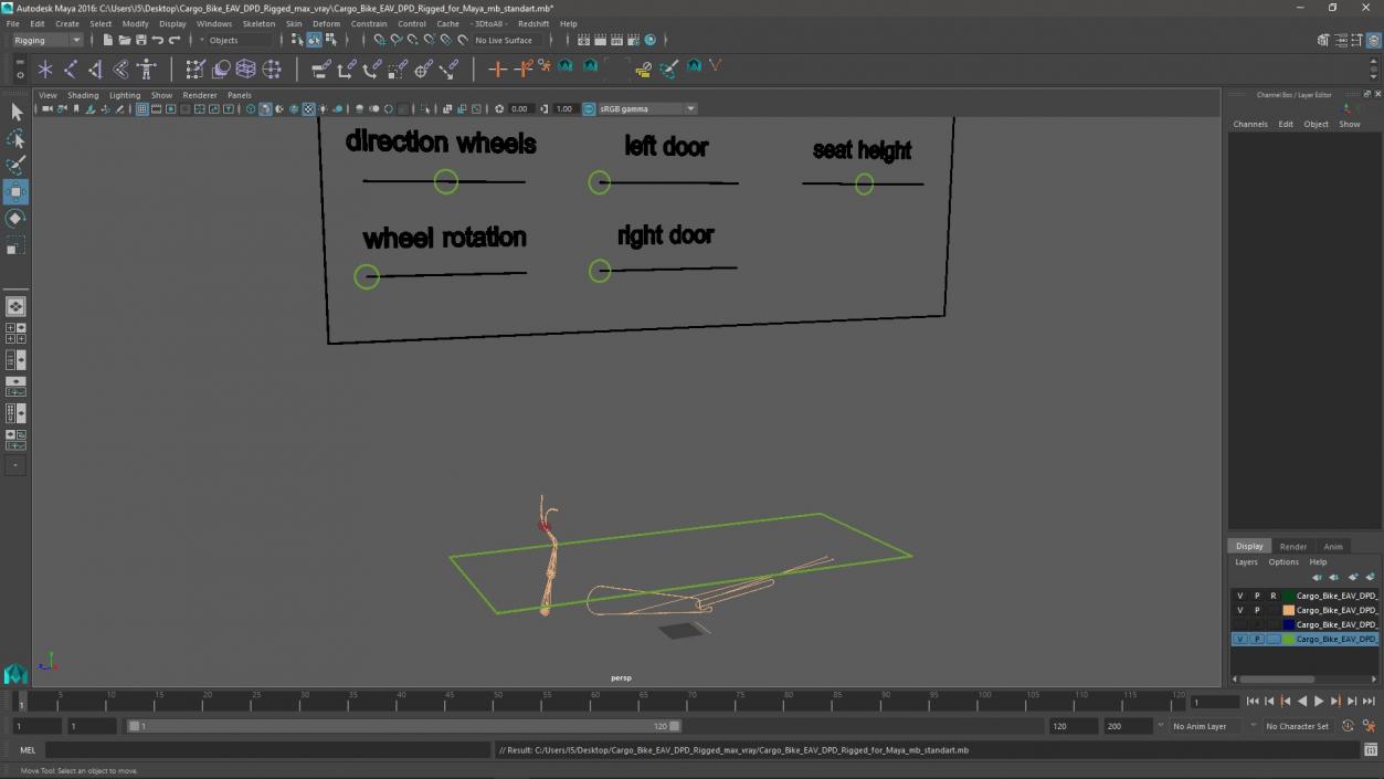 Cargo Bike EAV DPD Rigged for Maya 3D model