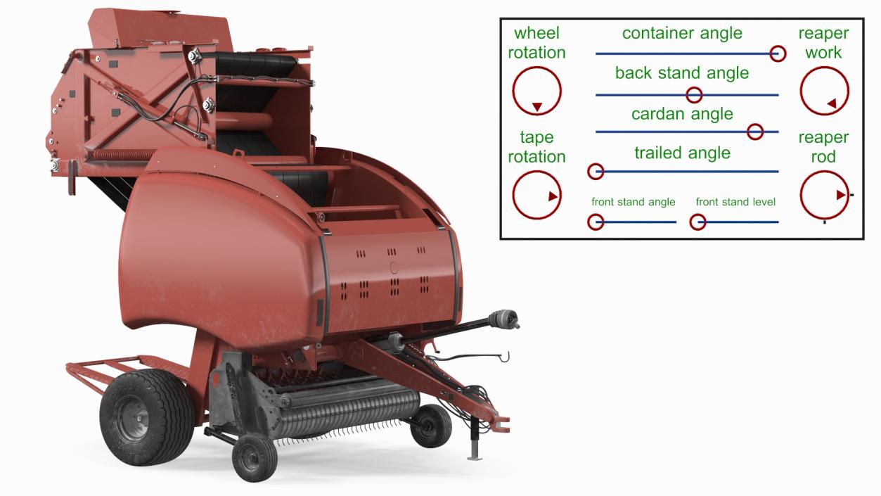 3D Bale Wrapper Machine Dirty Rigged model