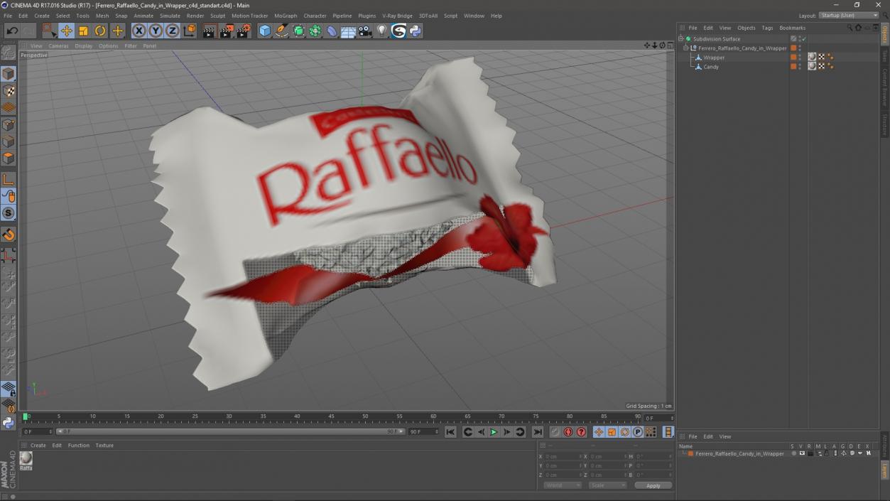 Ferrero Raffaello Candy in Wrapper 3D model