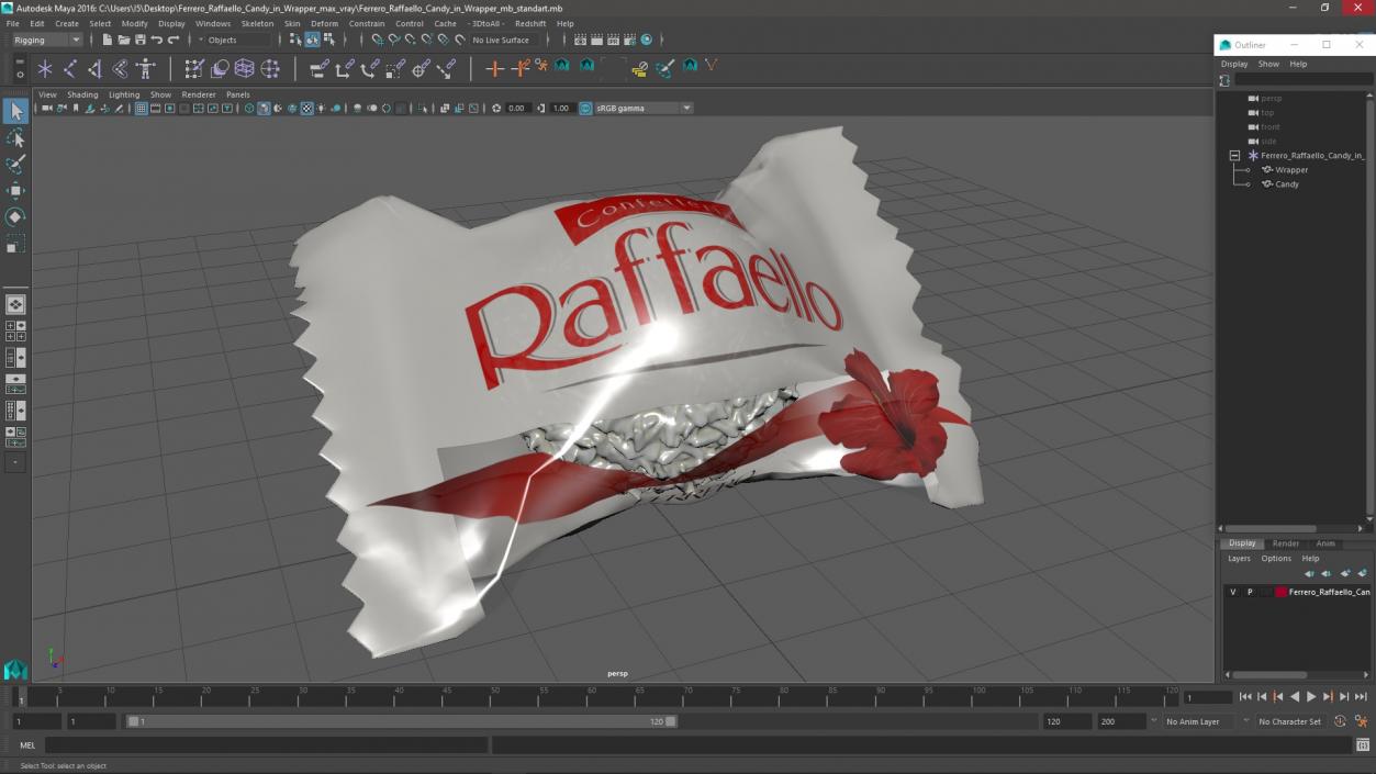 Ferrero Raffaello Candy in Wrapper 3D model