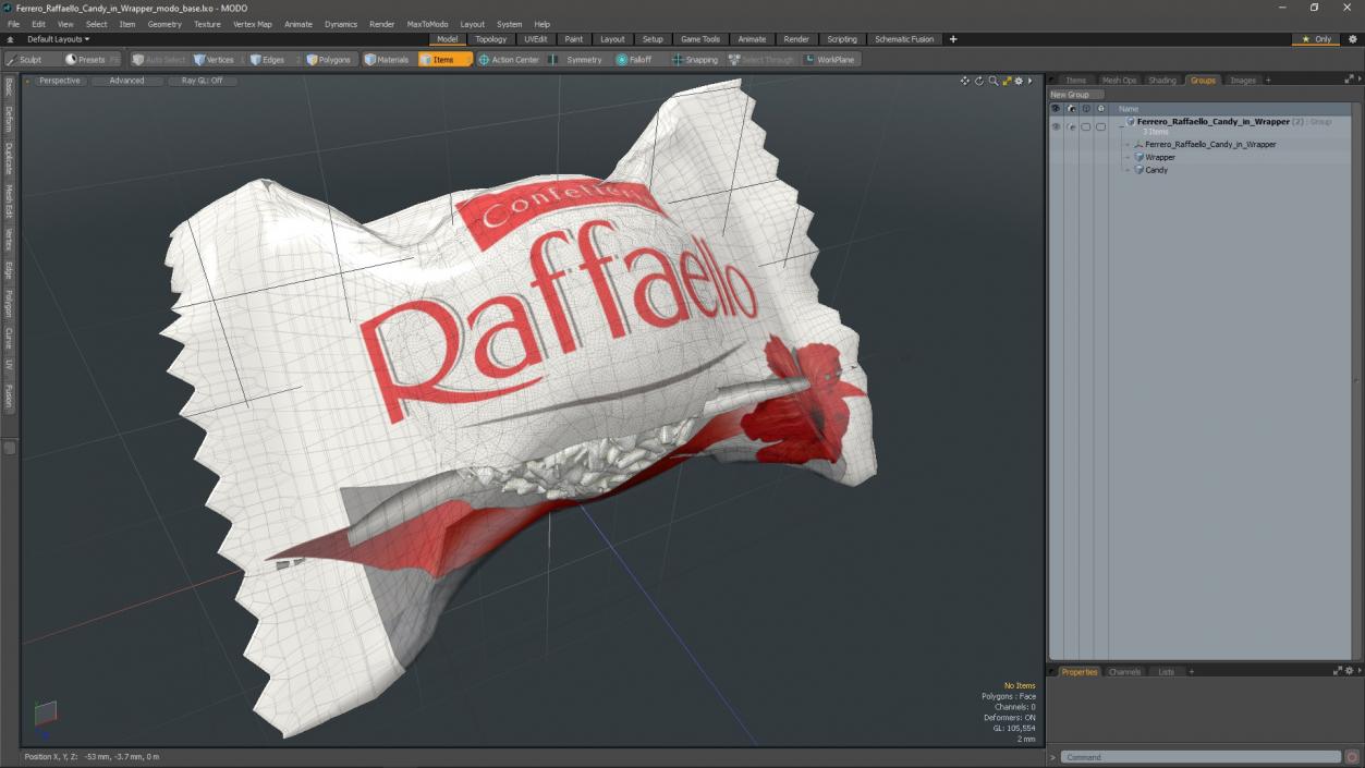 Ferrero Raffaello Candy in Wrapper 3D model