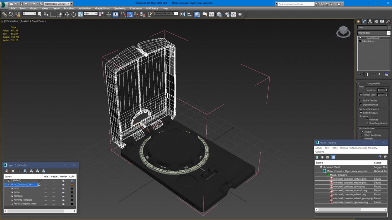 Mirror Compass Open 3D model