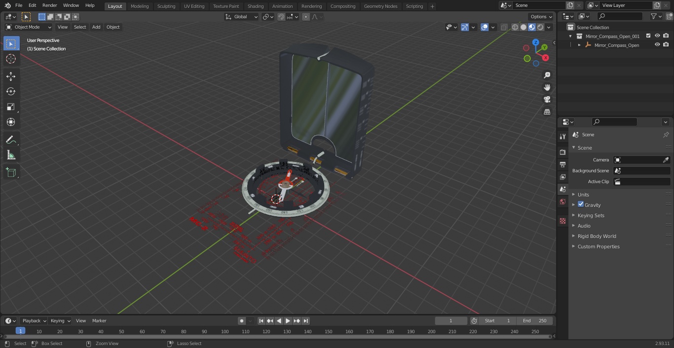 Mirror Compass Open 3D model