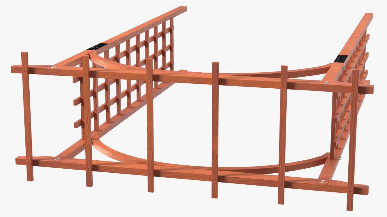 3D Wooden Garden Arch Arbor Red model