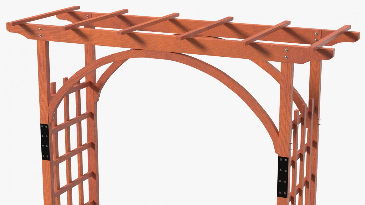 3D Wooden Garden Arch Arbor Red model