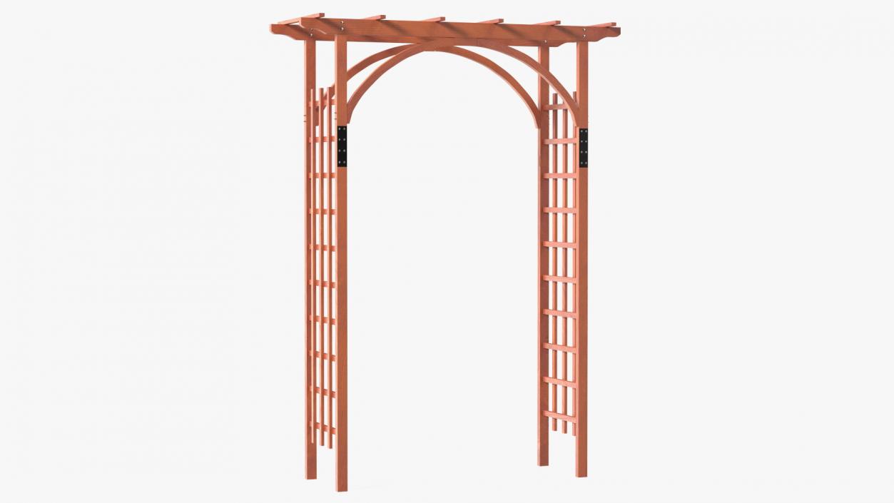 3D Wooden Garden Arch Arbor Red model