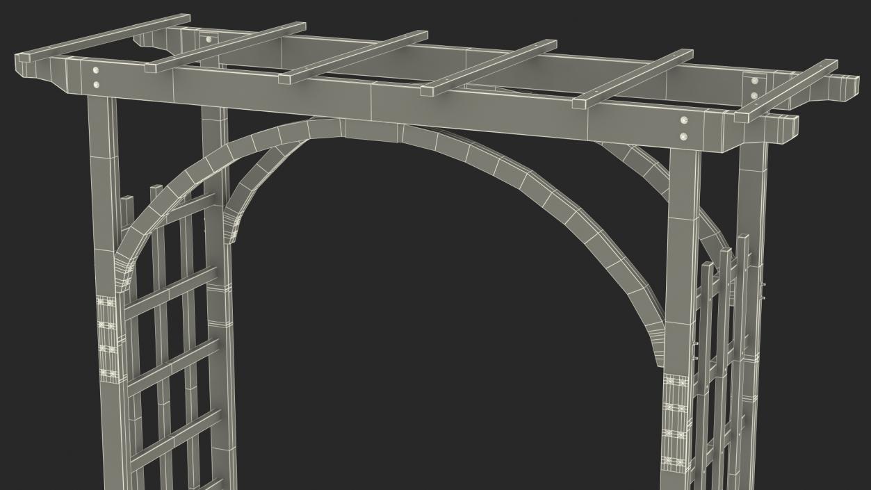 3D Wooden Garden Arch Arbor Red model