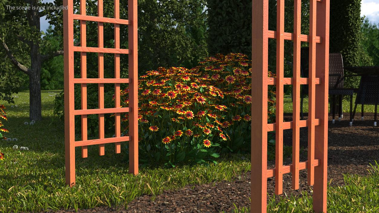 3D Wooden Garden Arch Arbor Red model